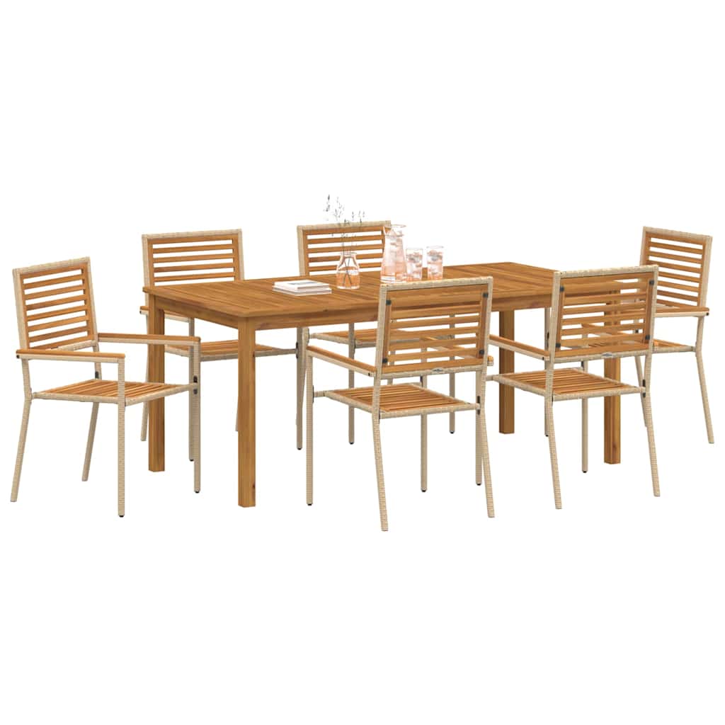 Garten Essgruppe 7 pcs Beige Poly Rattan